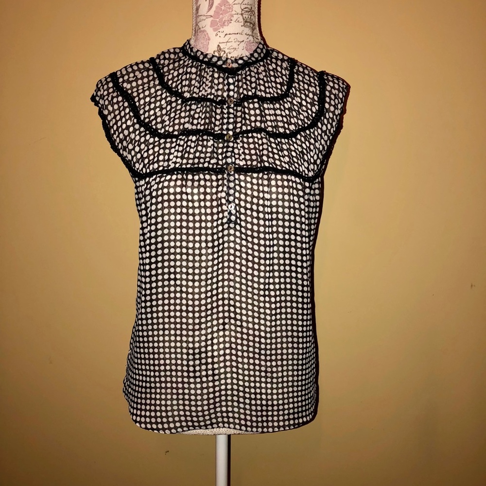 Max Studio Polka Dot Cap Sleeve Blouse